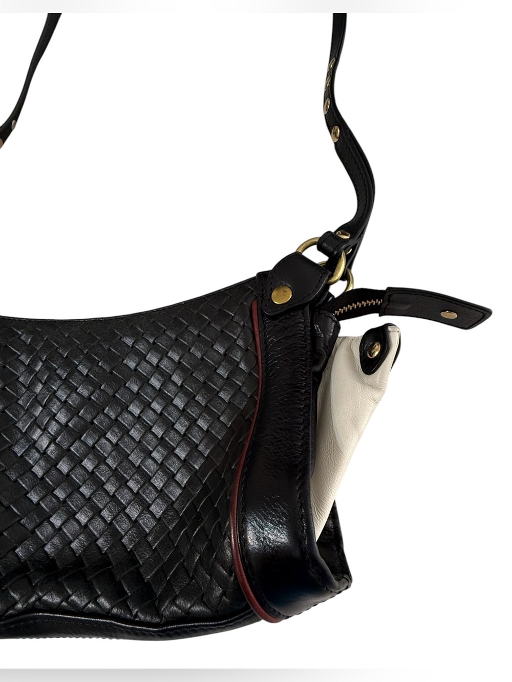 Jane Mayle Club Monaco Crossbody woven black white Bag $250 - Picture 3 of 10